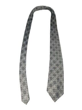 6/8/69. Men's American Accessories  Grey Geometric Pattern Tie - Dress Accessory